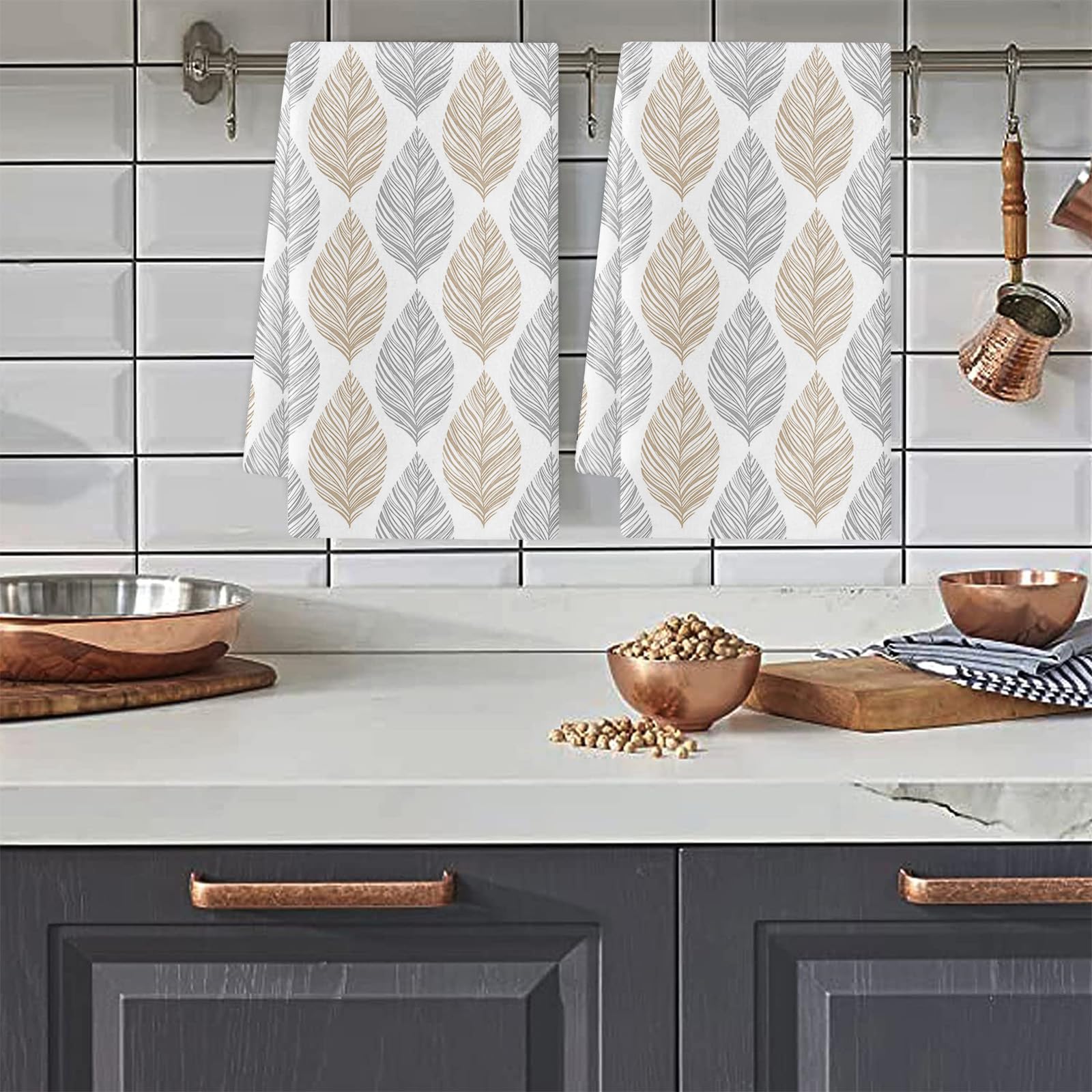 Strofinacci Cucina Elegante Giallo Grigio Canovacci Cucina Assorbente Microfibra Morbido e Lavabile Asciugamani Cucina Decorativi per Bagno Ristorante 4 Pezzi (40x60 cm)