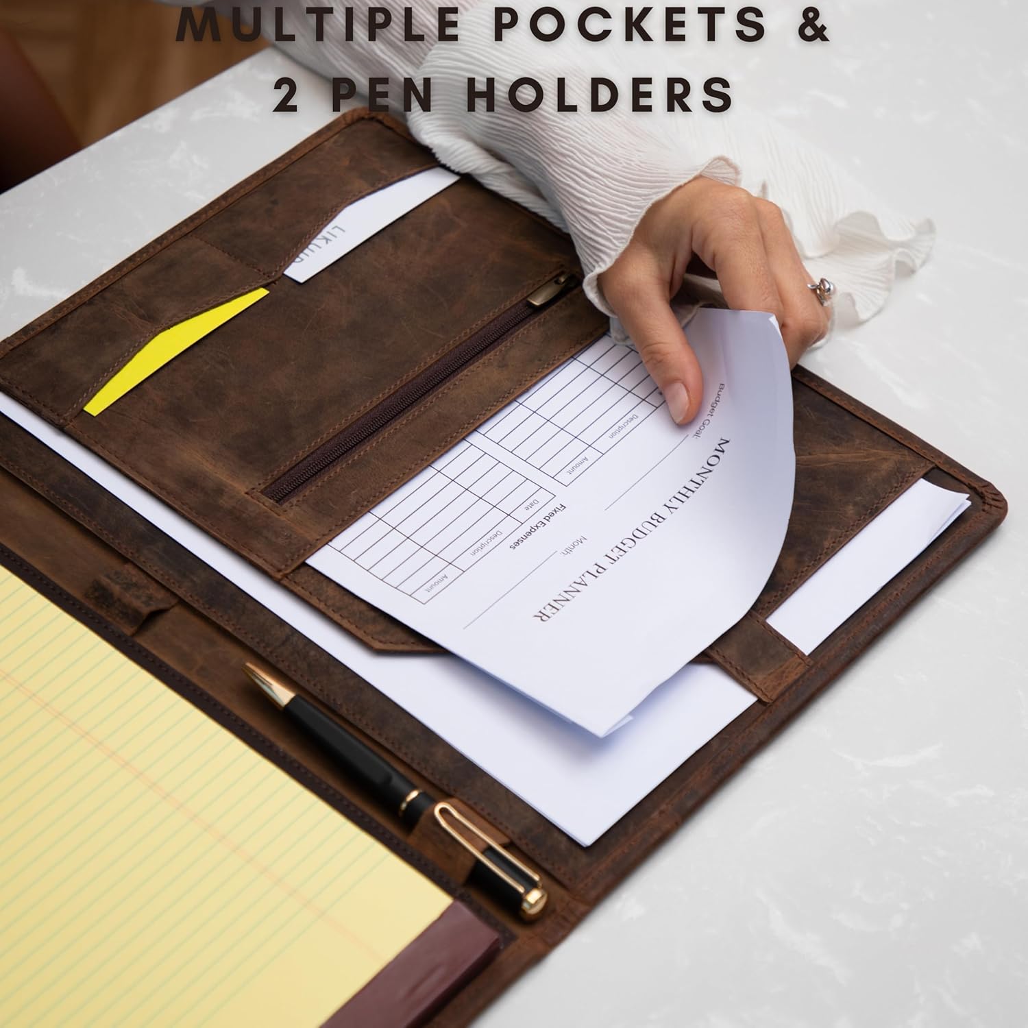 Leather Portfolio, Leather Binder with Pen, Leather Portfolio for Men and Women, Leather Padfolio, Leather Folder, Portfolio Binder, Business Portfolio Men and Women - Image 8