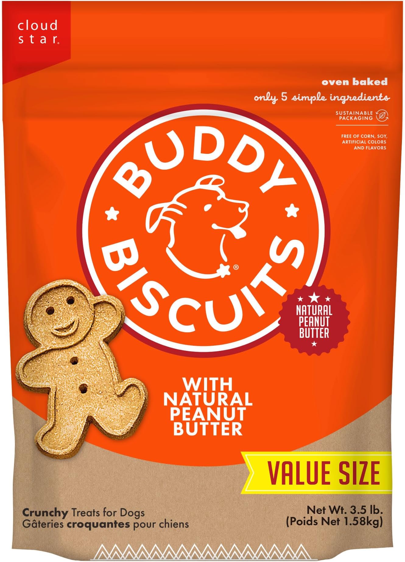 Buddy Biscuits Biscuits Original Oven Baked Treats with Peanut Butter - 3.5 lb., 1 Piece