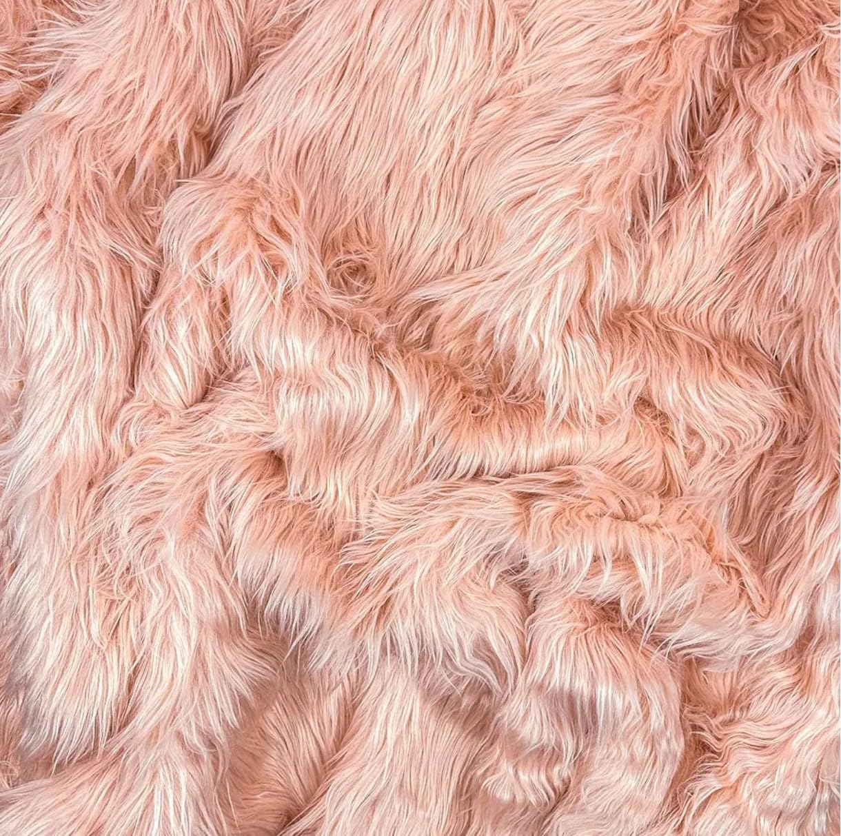 Prokart Soft Faux Fur Fabric Cloth – 60 Inch Wide Pana | Fur Fabric Decorative Cloth for Crafting Soft Toys, Fancy Dress, Baby Photoshoot, Wedding Mandap & Party Décor (Peach, 2 Mtr)