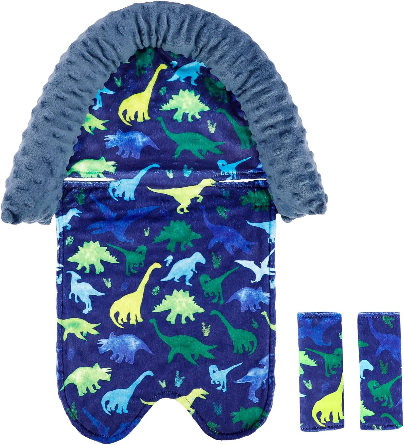 TANOFAR Baby Car Seat Head Support, Infant Car Seat Insert for Boys, Soft Newborn Carseat Cushion Fit for Car Seats, Stroller, Bouncers, Blue Dinosaur