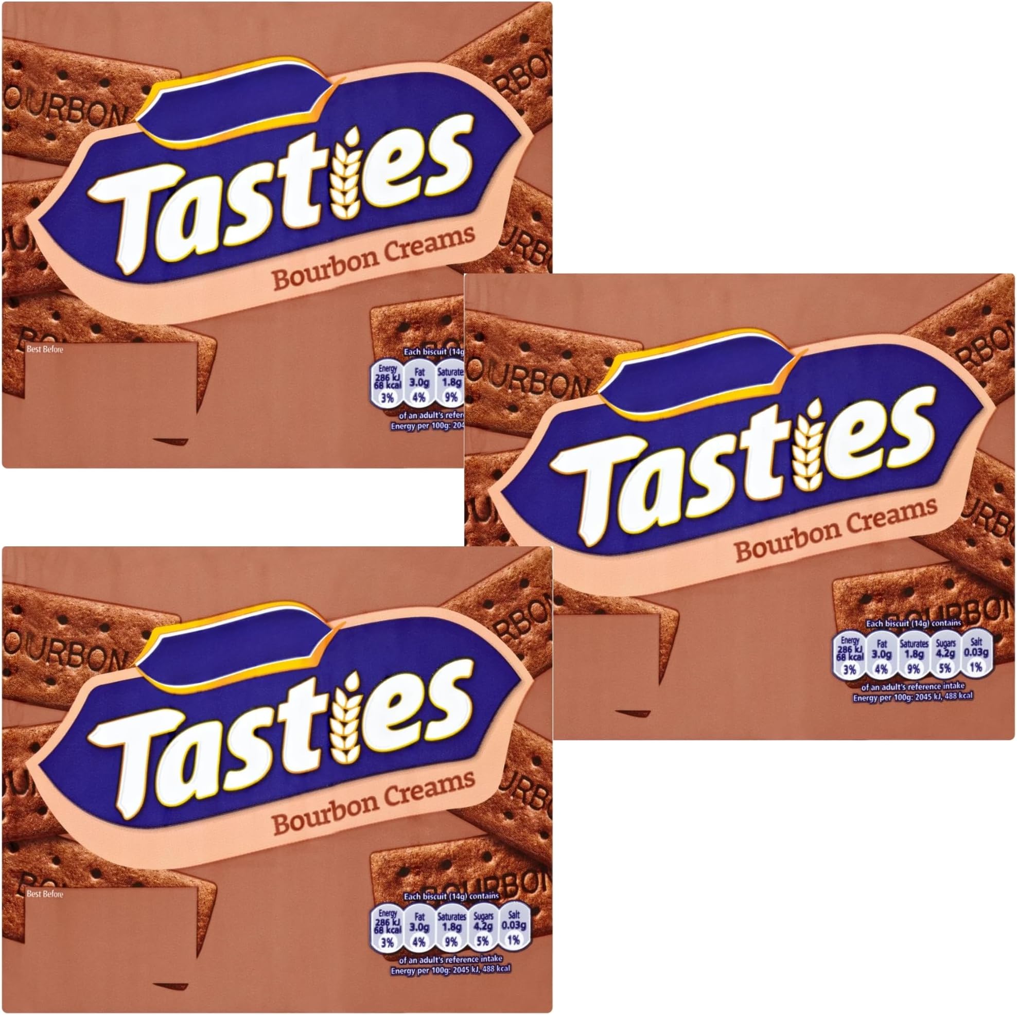 Chocolate Biscuit Bundle Containing Tasties Bourbon Creams 300g (3 Pack)