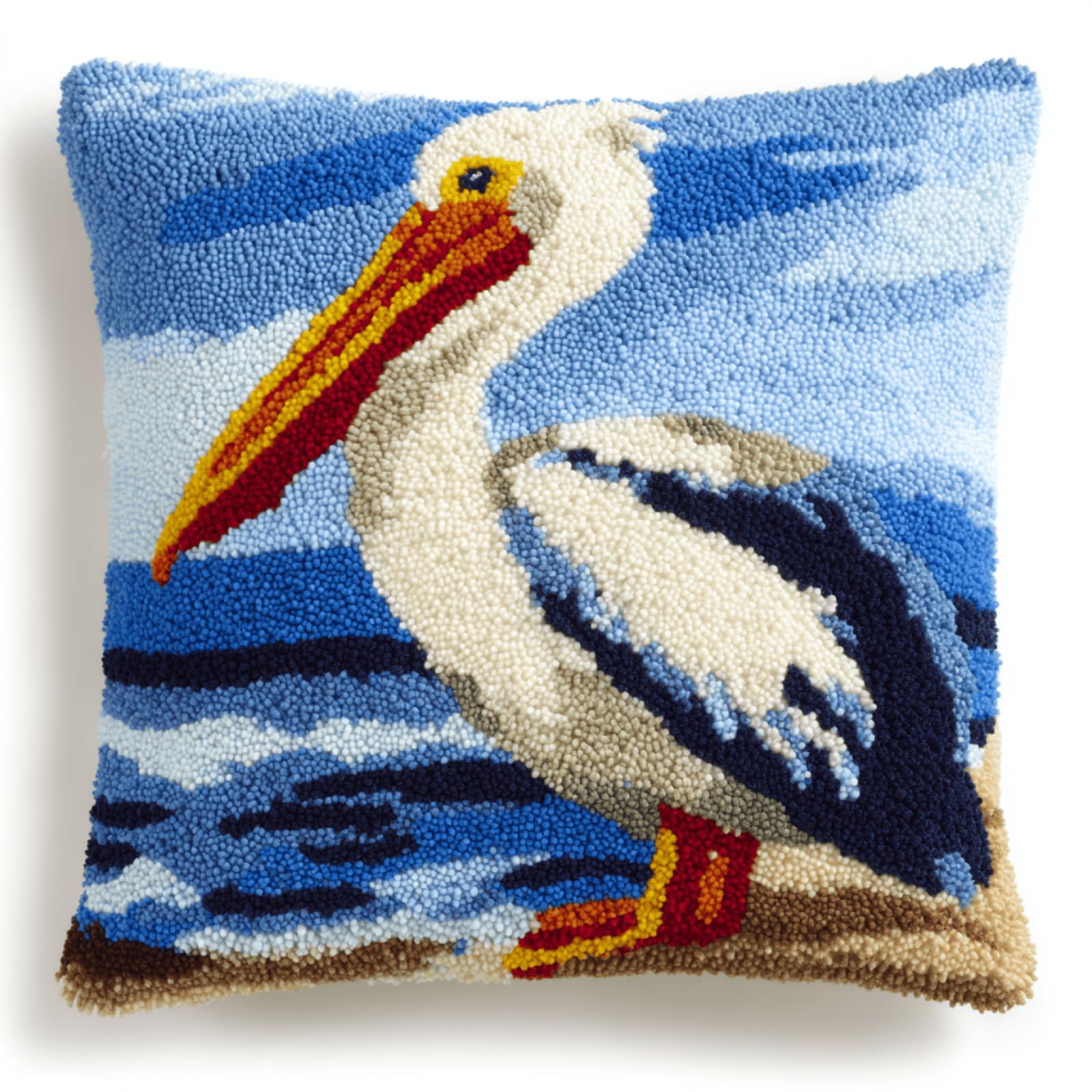 kitphoenix DIY Latch Hook Cushion Kit 43x43 cm Pelican