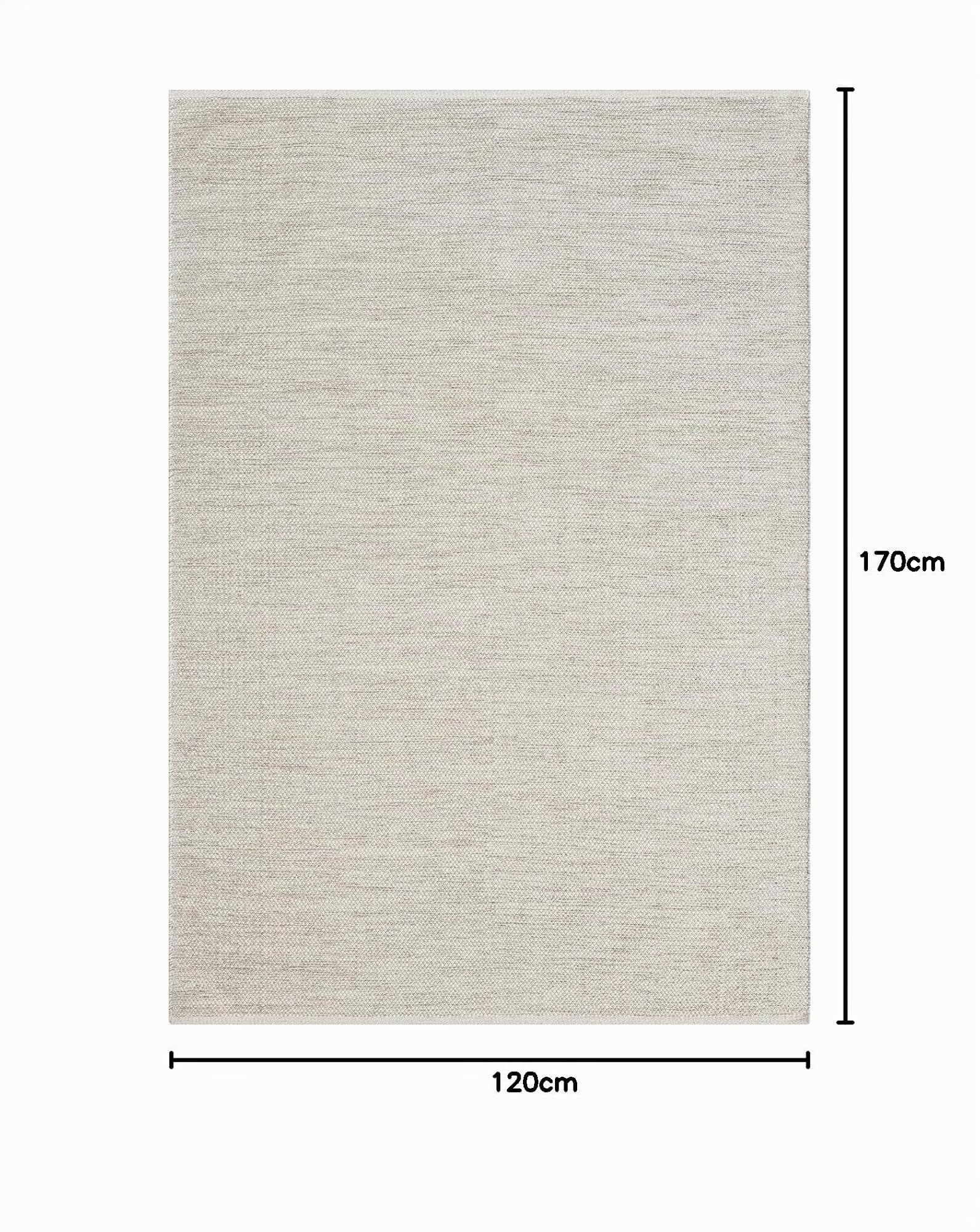 the carpet Boho Natur Wool Tappeto in lana intrecciato a mano in un look boho scandinavo naturale, fatto a mano per uno stile unico, beige crema, 120 x 170 cm