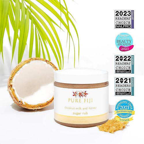 Miniatura 10 de Pure Fiji Exfoliante corporal de azúcar de coco, exfoliante corporal de origen natural para suavizar y suavizar la piel, exfoliante orgánico de