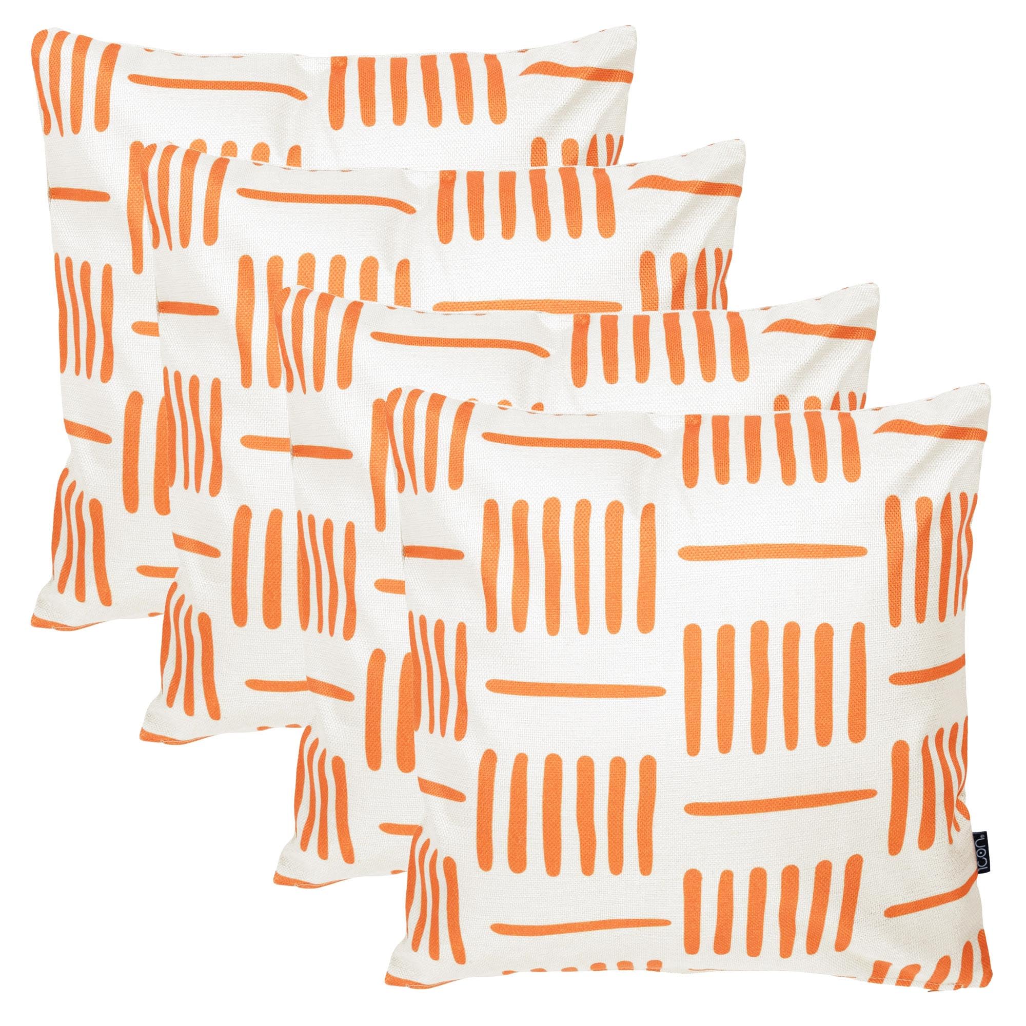 icon Indoor Outdoor Cushions Filled, Printed Collection, Set of 4, Orange