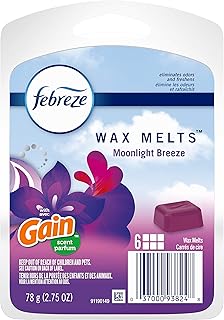 Febreze Wax Melts Air Freshener and Odor Eliminator Refills with Gain Moonlight Breeze, 6 Count