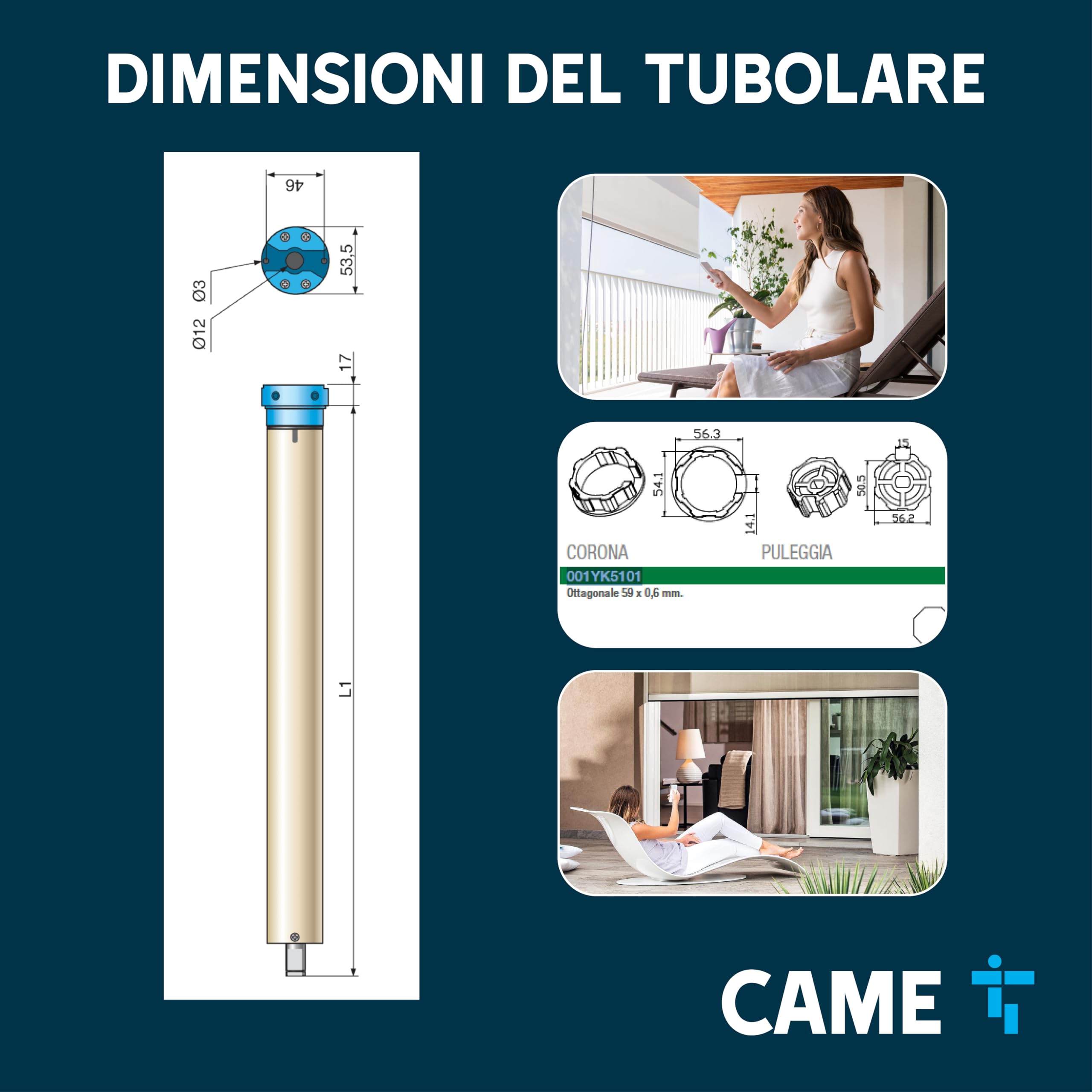 Came Kit Tubolare MONDRIAN per tapparelle potenza 30NM