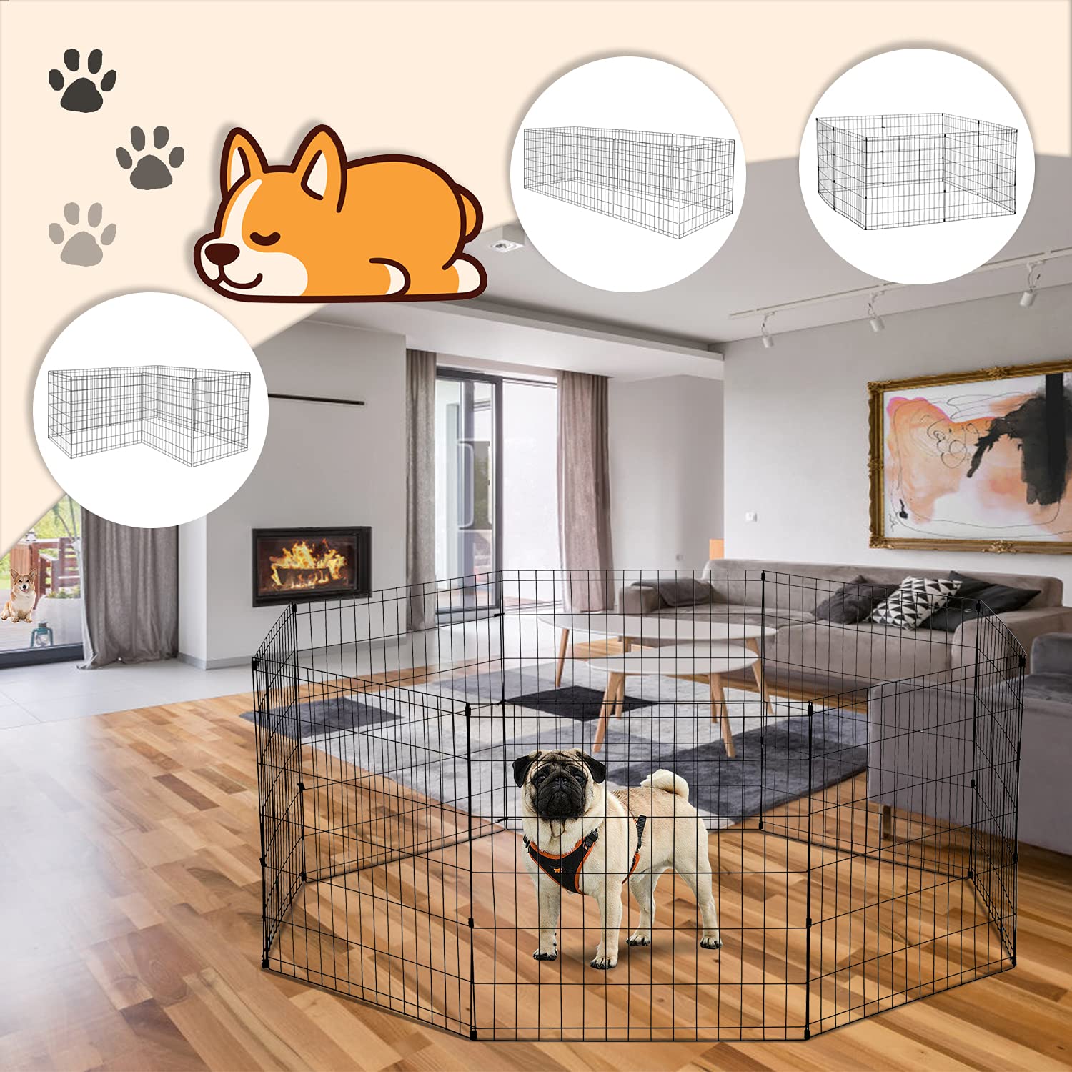 Dog Pen Artmeer Pet Playpen Puppy Playpen Kennels Exercise Pen