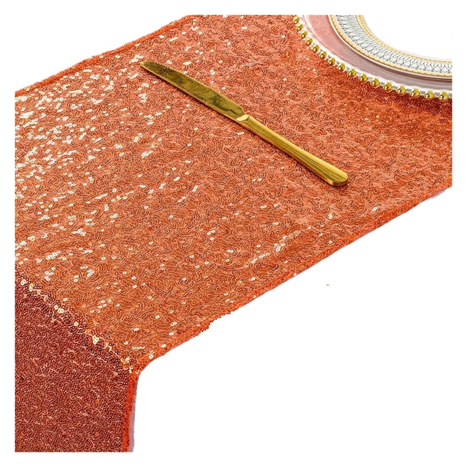 Disco Table Runner Glitter Sequin Table Runner Wedding Dining Decorations For Shower Girl Birthday Party Sparkling(Orange,30x180cm)