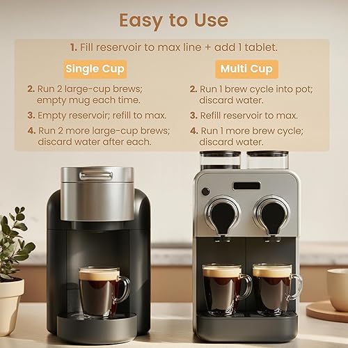 Miniatura 5 de 6 tabletas limpiadoras y descalcificadoras para cafetera, limpieza eficaz, compatibles con Nespresso, Breville, Keurig, Ninja, Delonghi, Miele
