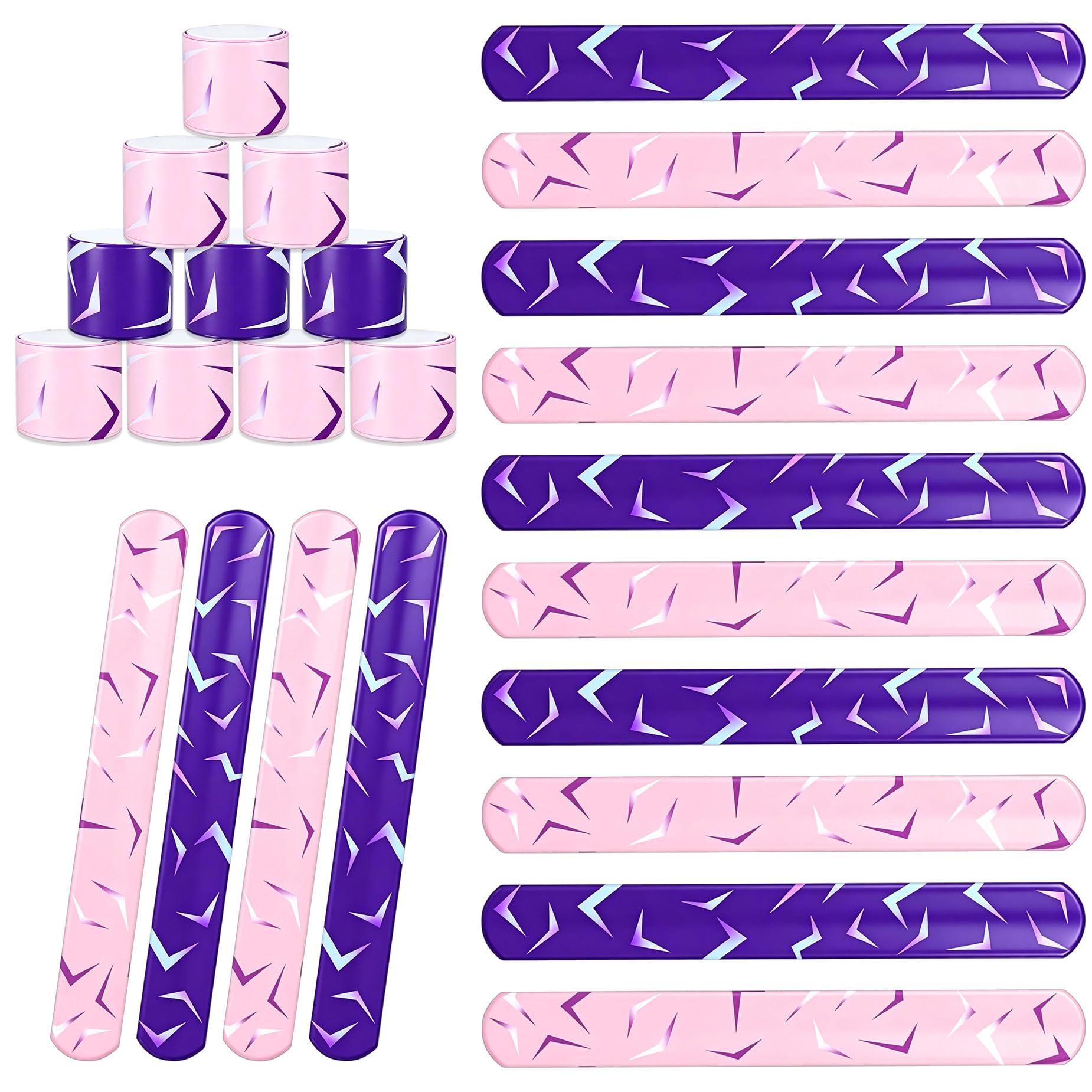 Rolpants K-pop Slap Bracelets Birthday Decorations, 24Pcs Purple Pink Demon Energy Pattern Snap Wristbands Bracelets for K-pop Party Favors Goodie Bag Fillers Classroom Prizes