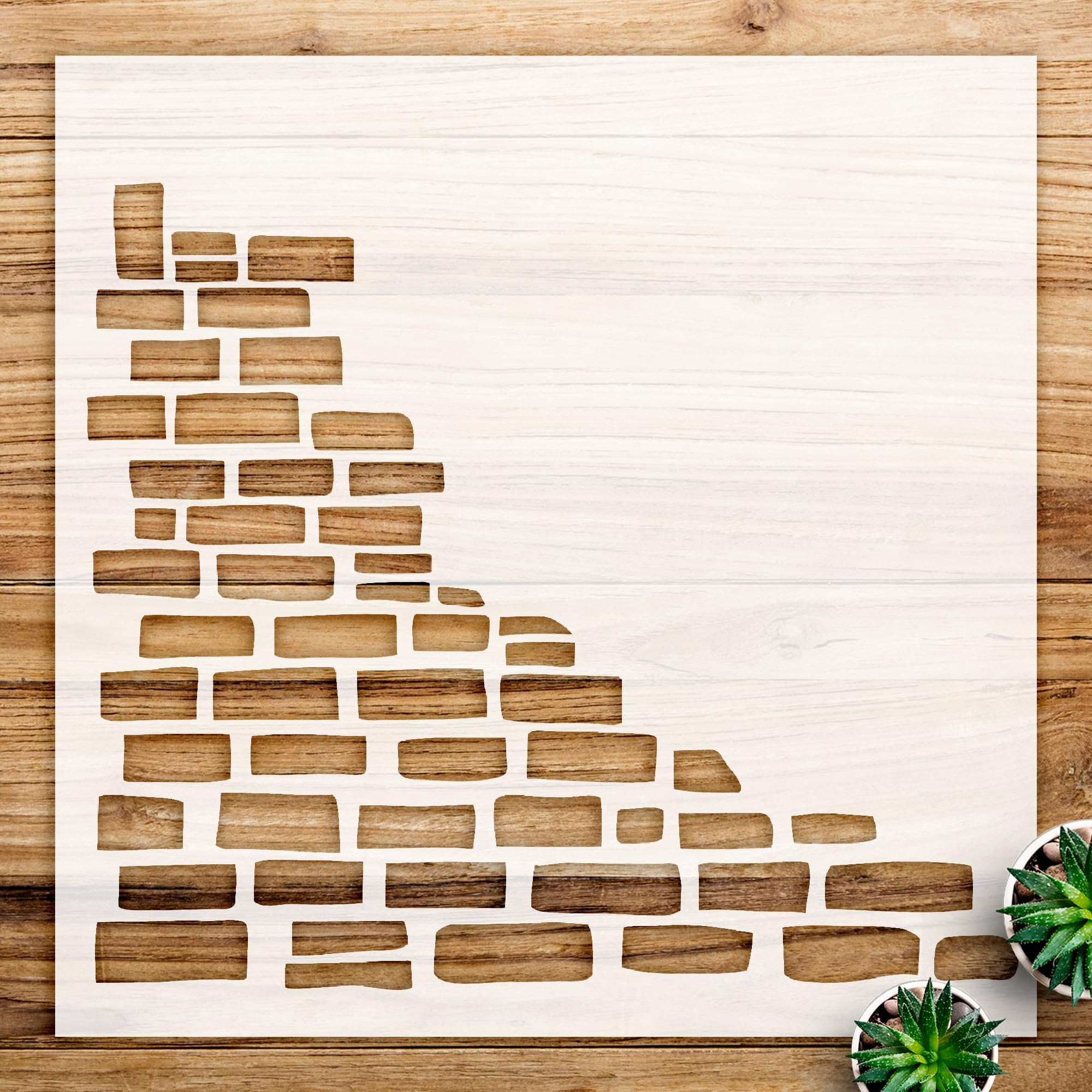 Half Stacked Stone Wall Stencil Pattern for Wood Signs and Home Decor, Reusable Mylar Template for Creative Projects - Size A2 (16.5
