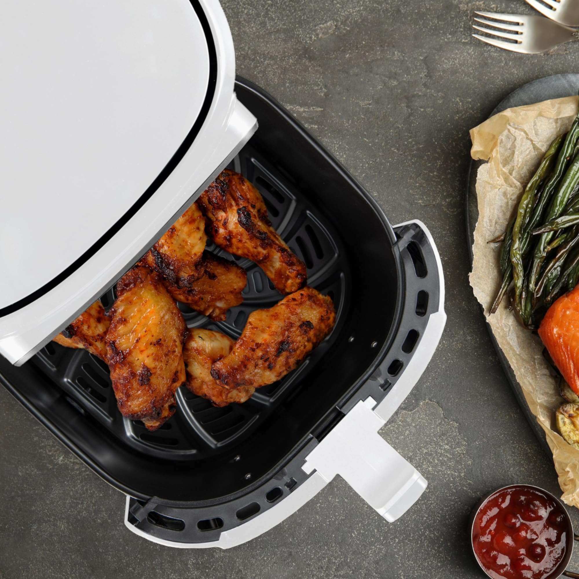 Bergner CHARCOAL Freidora de aire 1800W 6.9L 8 programas de cocción, con Revestimiento Cerámico - Temporizador hasta 30 min
