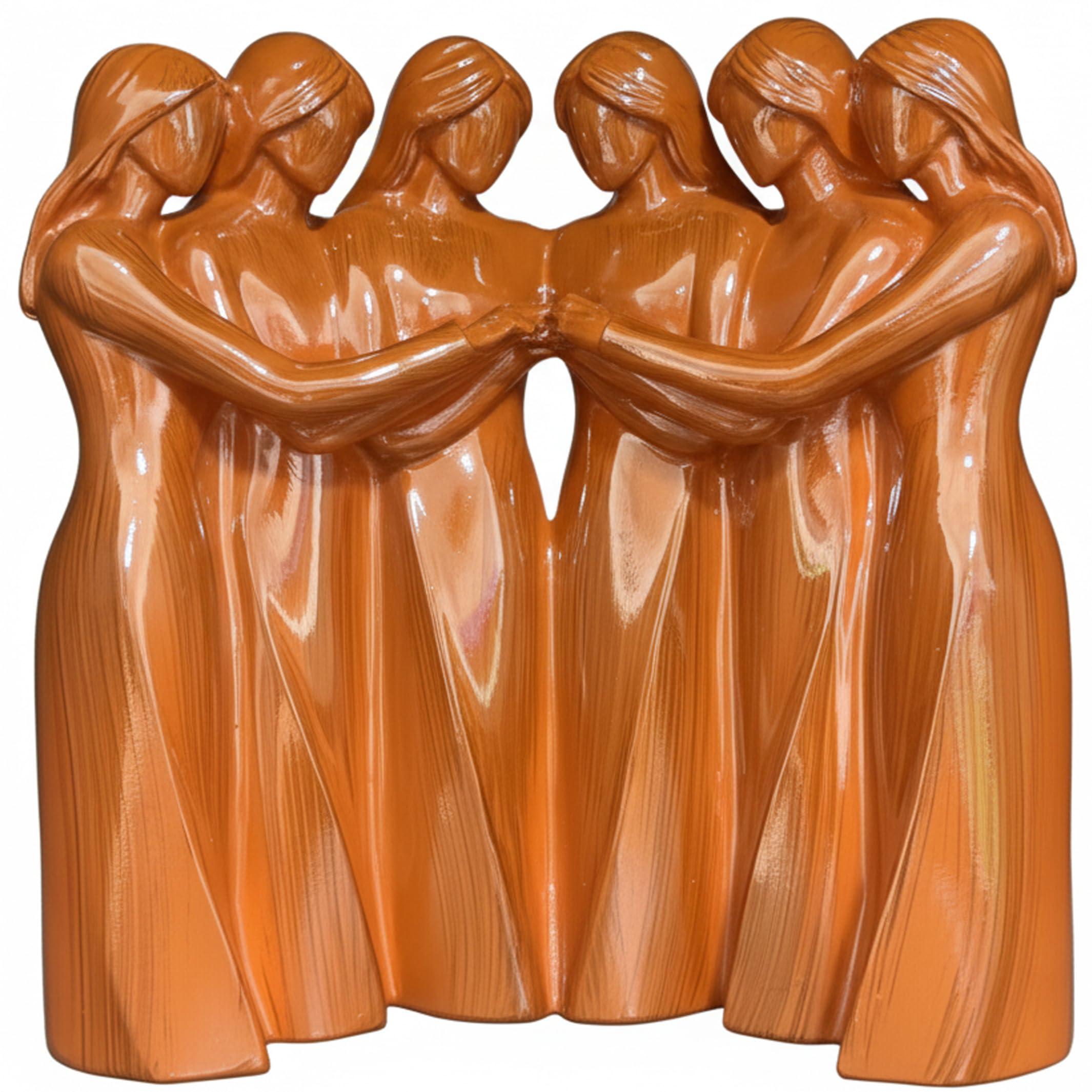 Ameble Sisters Figurine Wooden 6 Sisters Figurines, Handcrafted Wood-Like Resin Friendship Sculpture for Home Desk Decor, Heartwarming Present