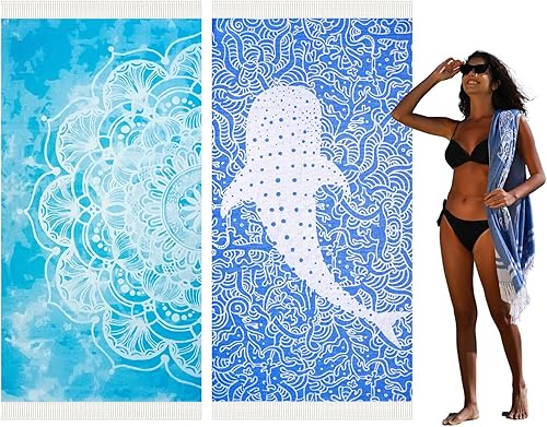 Widdonen Toalla de playa turca de secado rápido, absorbente, de algodón, ligera, fina, para baño, piscina, toallas de natación, extra grandes, sin