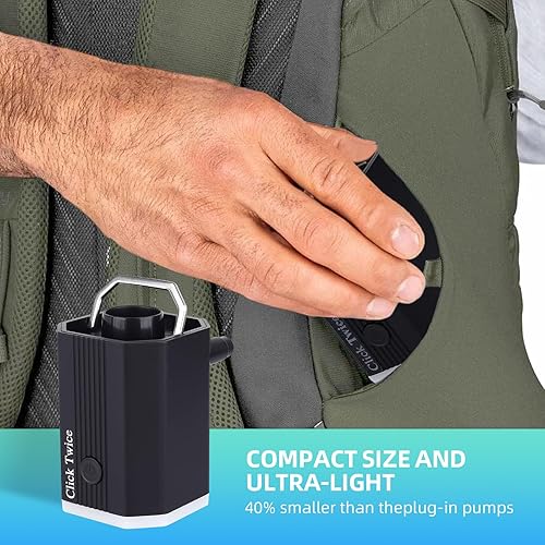 Miniatura 7 de Mini y portátil bomba de aire pequeña bomba con batería de 1600 mAh USB recargable a bomba de aire portátil, cama de aire, bomba de colchón de aire,