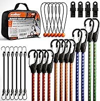 Vista 11 de HORUSDY Tarro surtido de 31 cuerdas elásticas de alta calidad, incluye cuerdas elásticas de 10, 18, 24, 32, 40 pulgadas, lazos de cremallera de 6