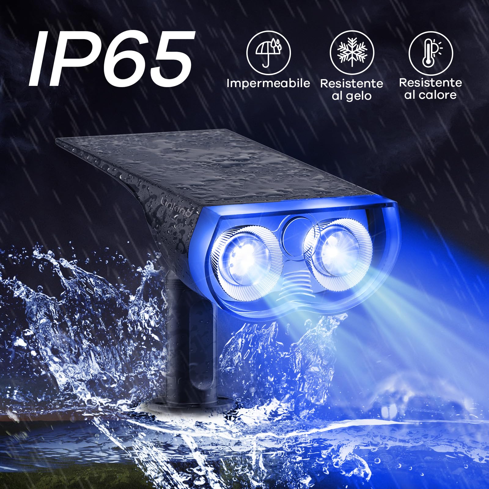 Linkind StarRay Luci Solari Esterno Giardino RGB, 22 LED Faretti Solari Colorate Decorative, 800LM Lampade Solari da Giardino Impermeabile IP65 per Cortile Prato Piscina, 4 Pezzi