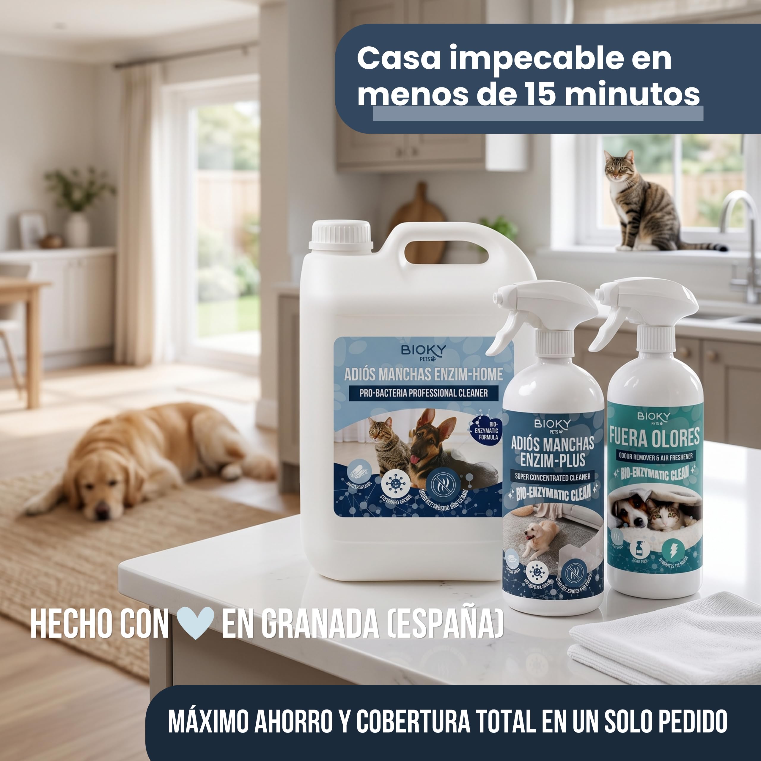 Kit 3 Limpiadores Enzimáticos - Elimina Orina Mascotas, Perros y Gatos