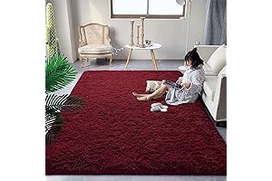 DweIke Super Soft Red Shaggy Rugs for Living Room
