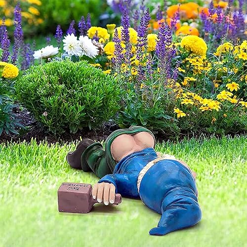 Miniatura 3 de nezababycos Divertidos gnomos de jardín borrachos para decoración al aire libre, estatuas de enanos traviesos, figuras de escultura de Knomes
