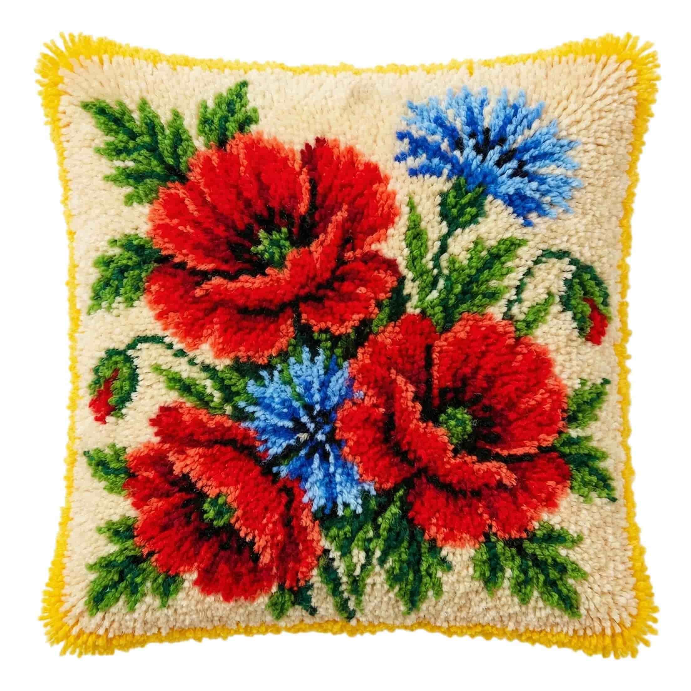 AxiangziK Latch Hook Pillow Kit Daisy 43X43Cm