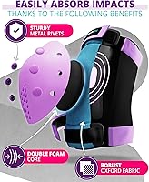 Vista 3 de SKATEWIZ Juego de almohadillas de protección para patineta para niños y adultos - Smash - Almohadillas para patines [6 piezas] con protectores