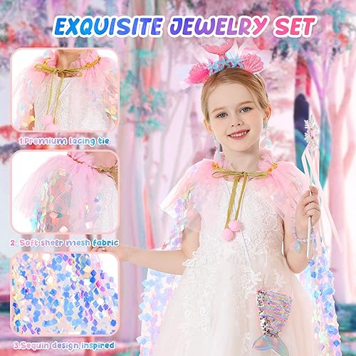 Miniatura 8 de Juego de zapatos de princesa para niñas, vestidos, tops, joyas, zapatos, unicornio, sirena, hielo, princesa, regalos para niñas pequeñas de 3 a 6