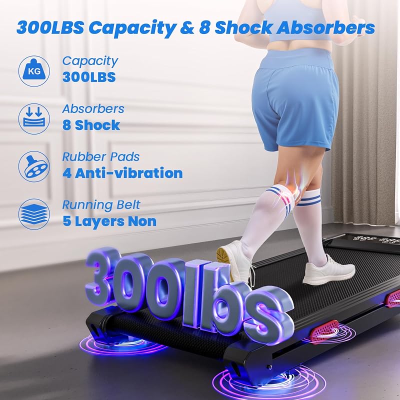 Superun Treadmills Walking Pad with 9% Auto Incline for Home Office, 3 in 1 Under Desk Walking Pad with Wide LED Display, Walking Pad with Smart APP & Remote Control, 300 Lbs Capacity image 4