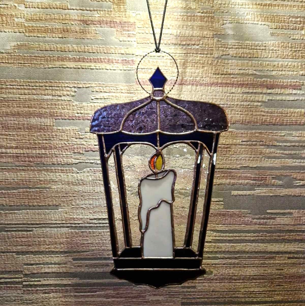 Stained Glass Candle Lantern Suncatcher Stained Glass Window Hanging or Wall Decor