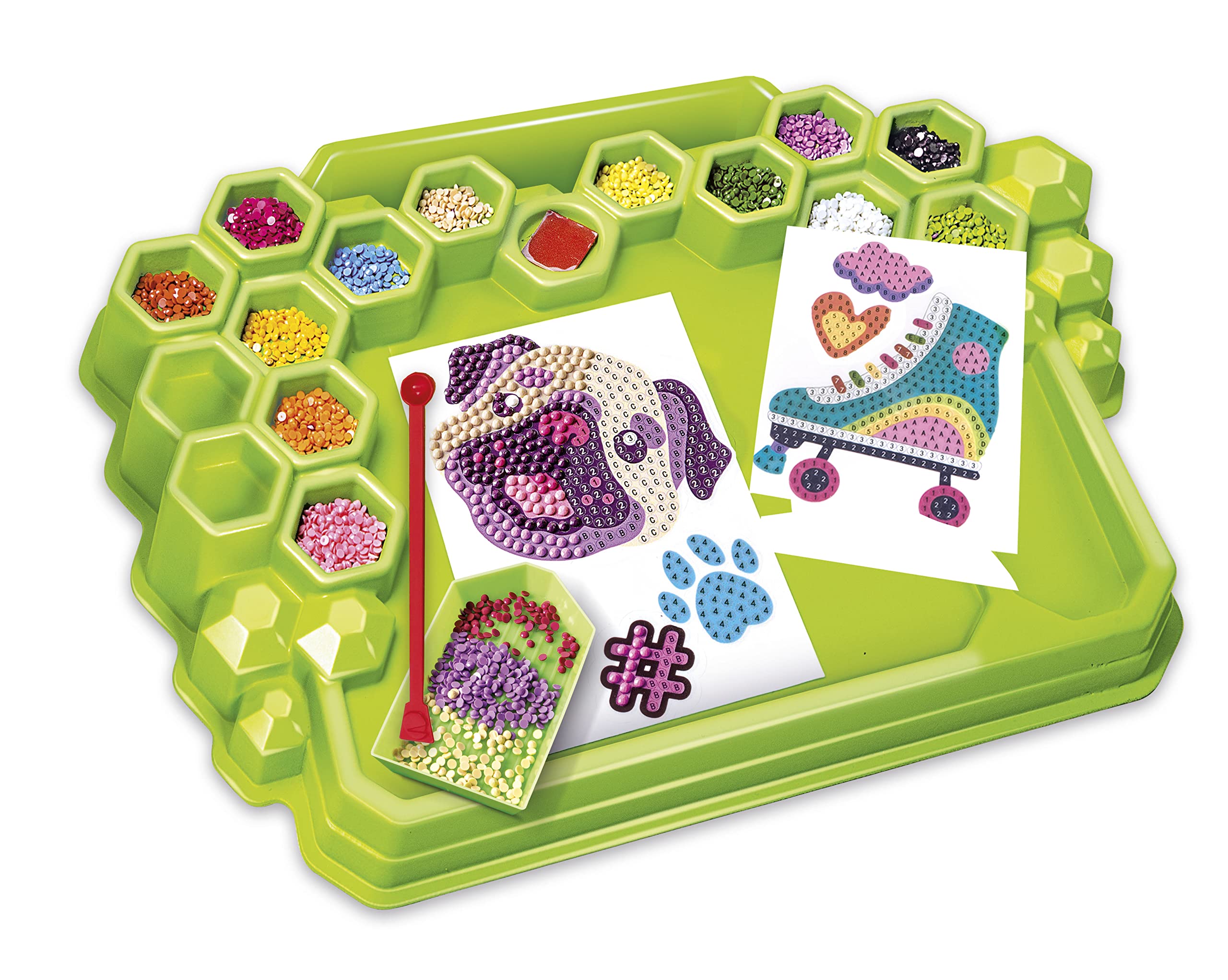 Clementoni Idea - Creazioni Brillanti, Kit Diamond Painting per Bambini 7+ Anni, Laboratorio di Gemme e Arte con Accessori per Opere Scintillanti, Gioco Creativo Made in Italy, Lingua Italiana, 18678