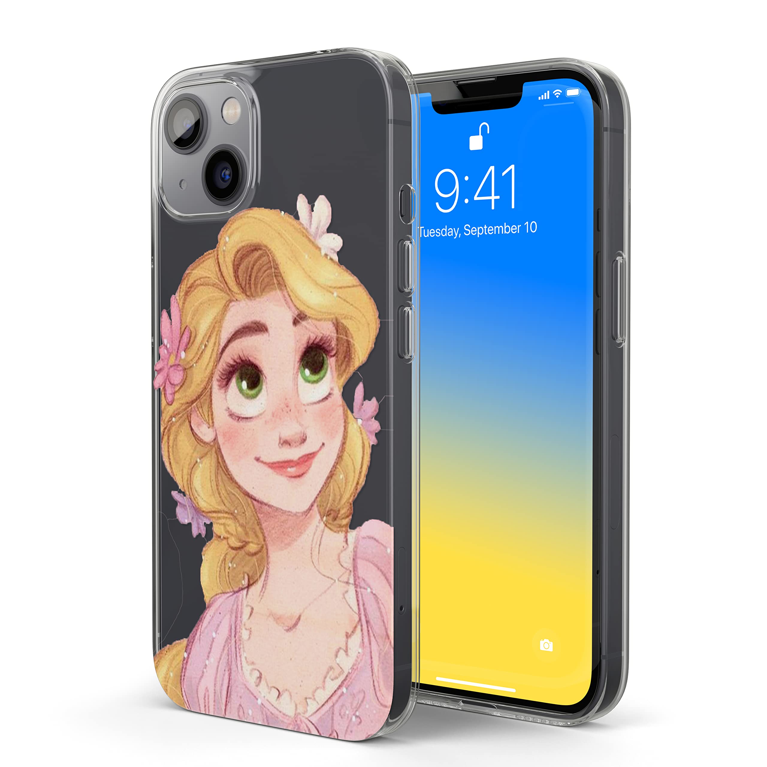 Cute Cartoon Characters Kawaii Pattern Case for iPhone 14 6.1 inch Dual Layer Heavy Duty Hybrid Soft TPU and Hard PC Shockproof Protective Cover Dis137 (Tangled)