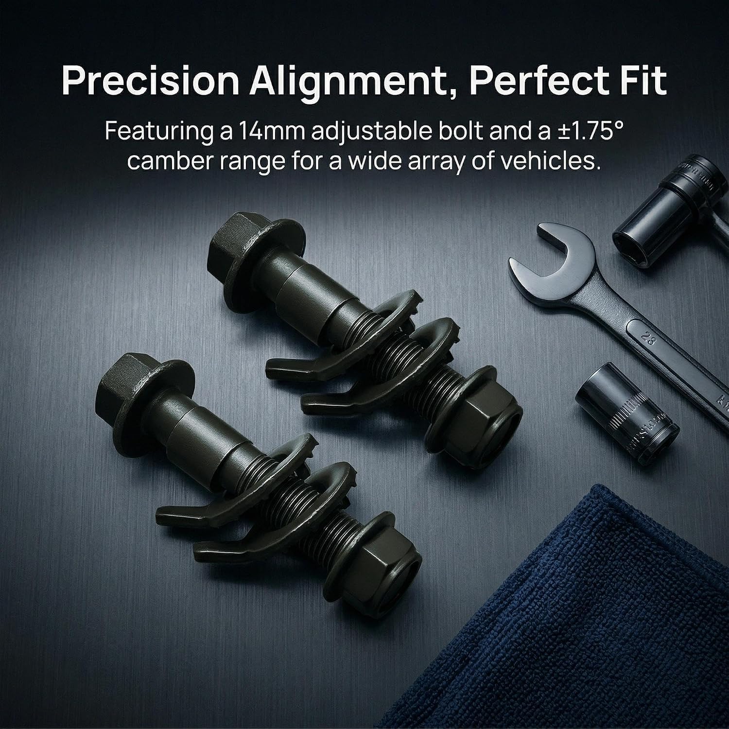 2pcs 14mm Adjustable Camber Bolts Kit Heavy Duty Steel4 Wheel Alignment Correction Cam Bolt for Car Vehicle Front Left & Right Wheels for Buick Chevrolet for Honda for Nissan for Dodge for Jeep 81260