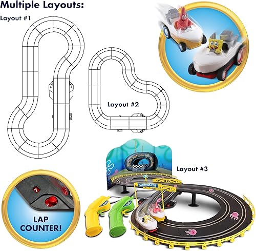 Miniatura 4 de NKOK SpongeBob Hot Rod Boat - Juego de carreras 2531, contiene 8 pies de pista, jugadores dobles, gran artículo para que los niños jueguen, cuenta