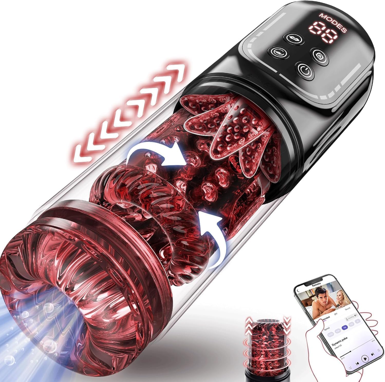 Product image of Masturbieren für Männer Masturbator Zungenleck 12s Penispumpe, Sex Spielzeug für die Männer 7 Saugen Rotierend Teleskopfunktion Taschenmuschi, Masturbatoren Vergrößerer APP Control Sex Toys
