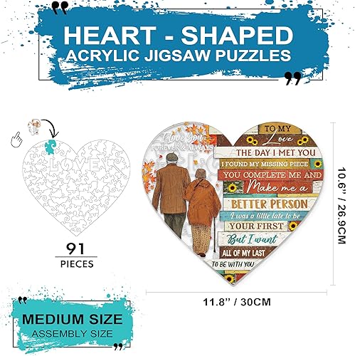 Miniatura 2 de MUCHNEE To My Love - Rompecabezas de acrílico de 91 piezas rompecabezas transparente en forma de corazón para adultos regalo para esposa regalo para