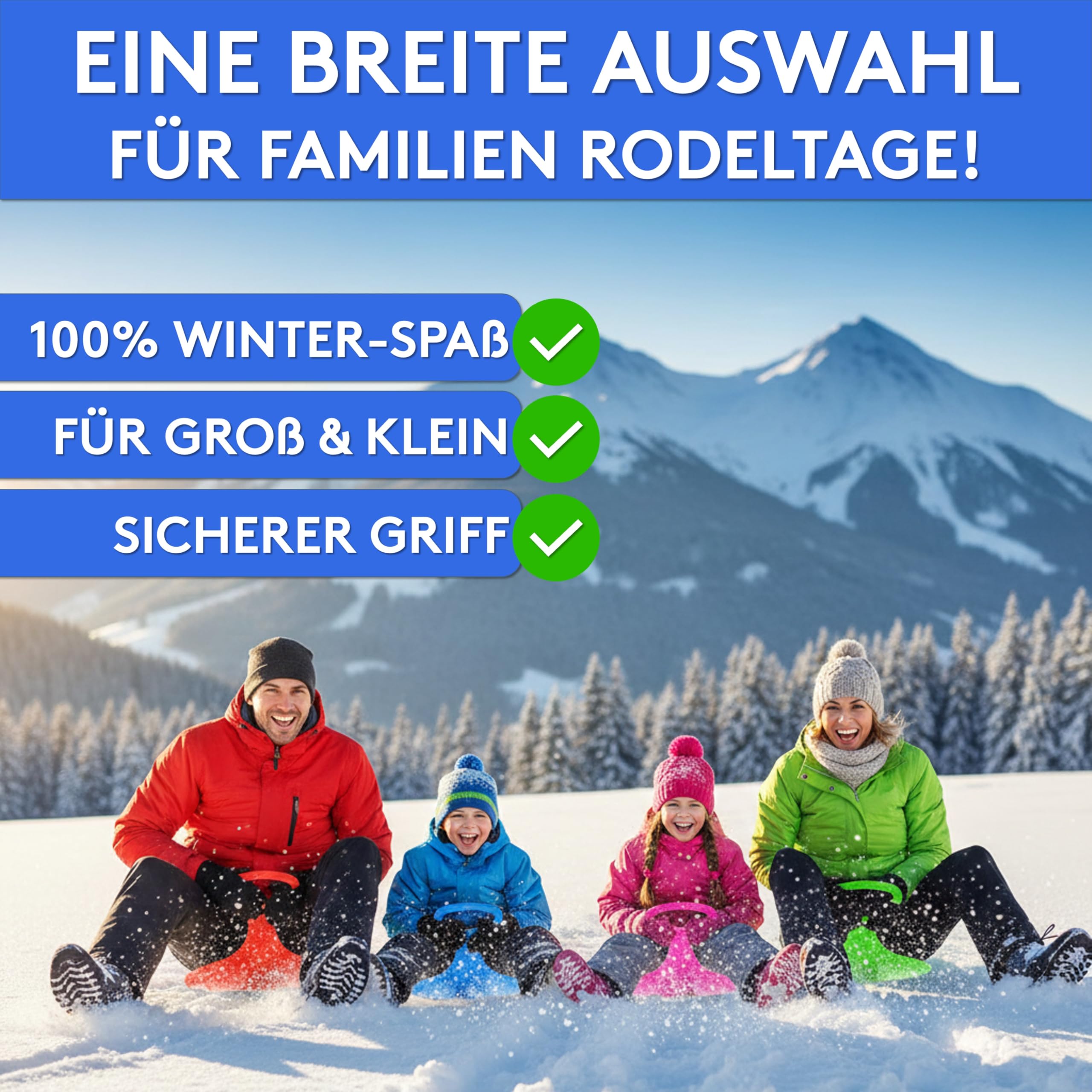 LILENO SPORTS Pala pop per bambini (set di 1) - piastra scorrevole in plastica per tutta la famiglia - scivolo da neve per indimenticabili giornate invernali - anche per adulti