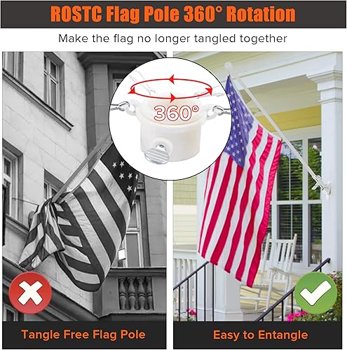 Miniatura 2 de Mástiles de bandera para exteriores de la casa, kit de poste de bandera de metal negro de acero inoxidable de 5 pies, libre de enredos, residencial