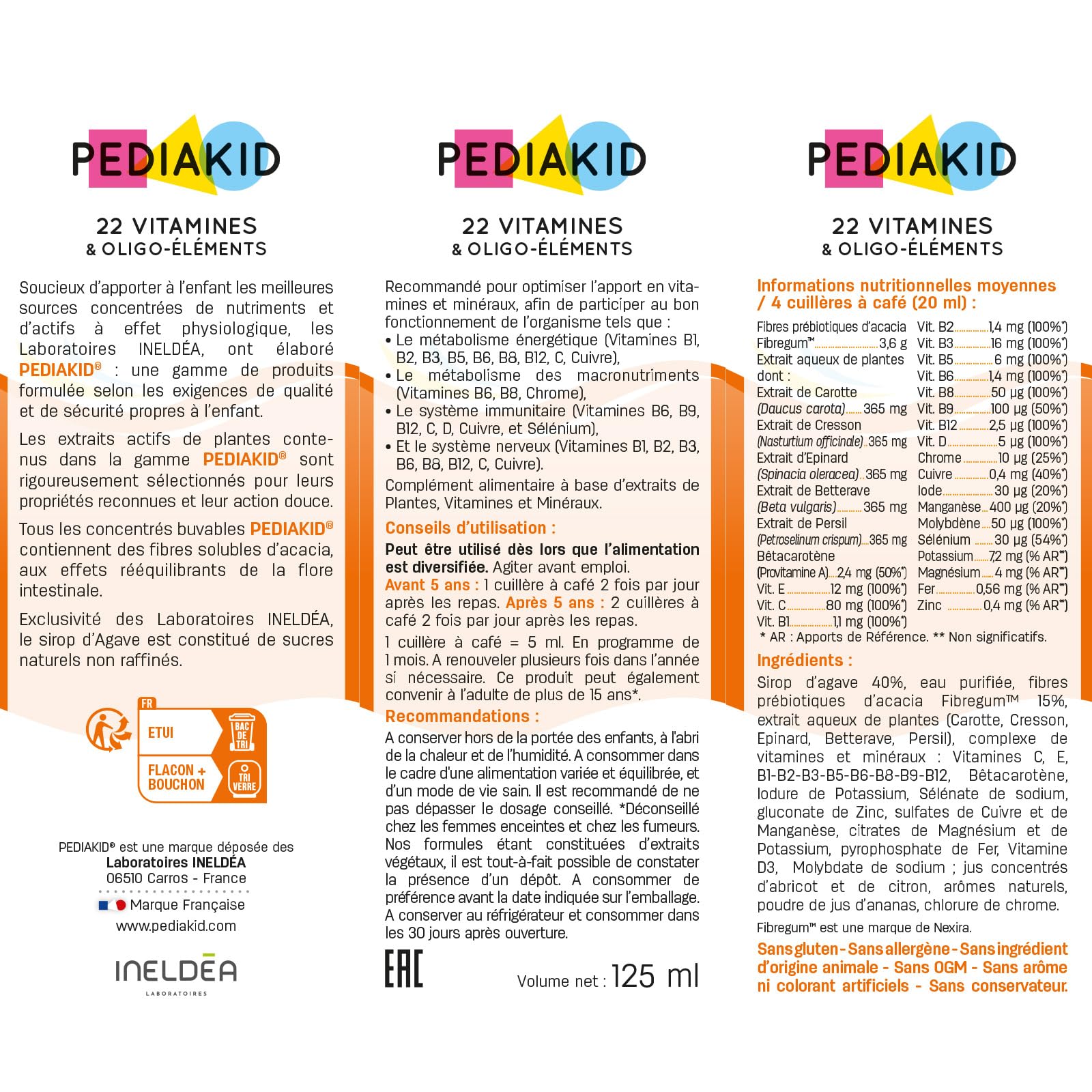 PEDIAKID - Pack Enfants Automne/Hiver - PEDIAKID Sirop Nez-Gorge + PEDIAKID 22 Vitamines & Oligo-éléments + PEDIAKID spray Nez-Gorge + PEDIAKID gommes immunité + PEDIAKID gommes P'tit Biotic