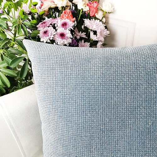 Miniatura 9 de Booque Valley Paquete de 2 fundas de almohada de espuma de mar sólidas, fundas de cojín cuadradas de felpilla rústica de textura gruesa, fundas de