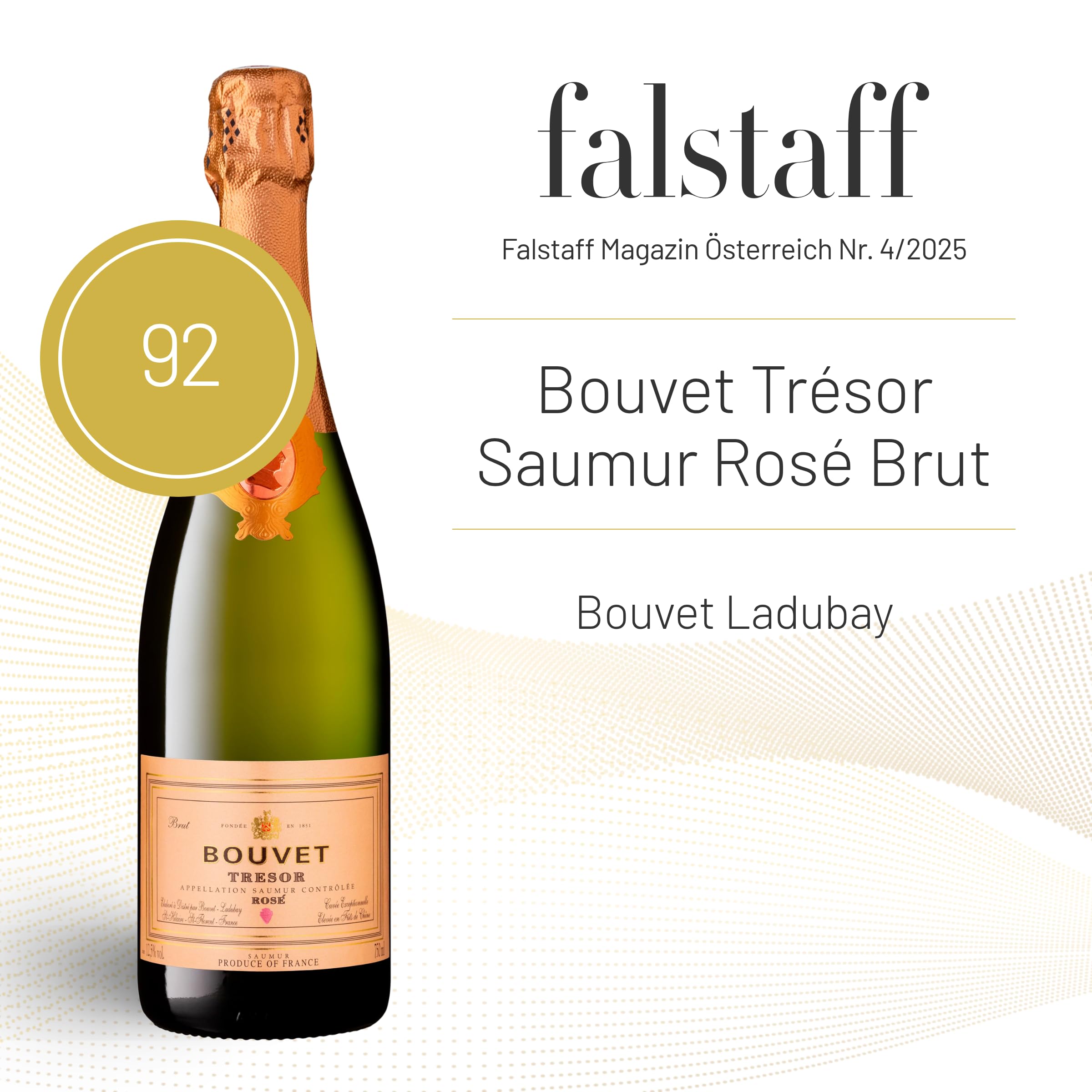 Bouvet Trésor Rosé Saumur Brut AOP - Schaumwein - Im Eichenfass ausgebaut - Cabernet Franc - Für Apéritifs, Nachtisch - 6 x 0.75 L