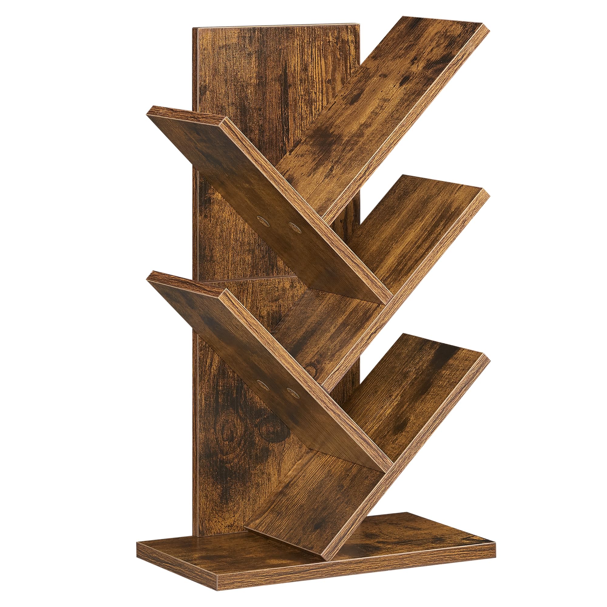 VASAGLE Libreria Scaffale ad Albero a 5 Ripiani, Salvaspazio, Libreria Verticale, per Camera da Letto Soggiorno Studio Ufficio, Marrone Vintage LBC183X01