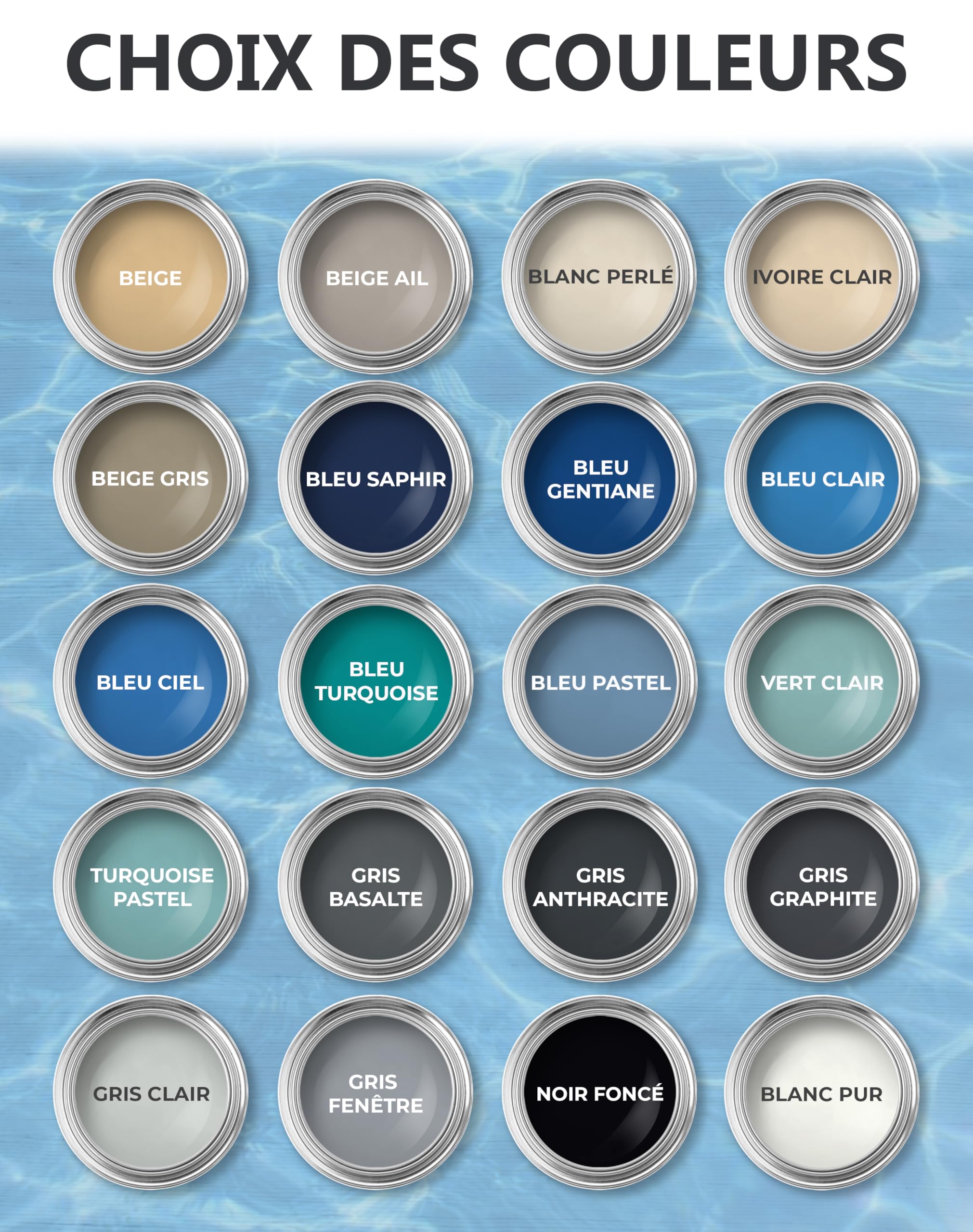 Peinture pour piscine SL400 Imperméable 5L Bleu gentiane