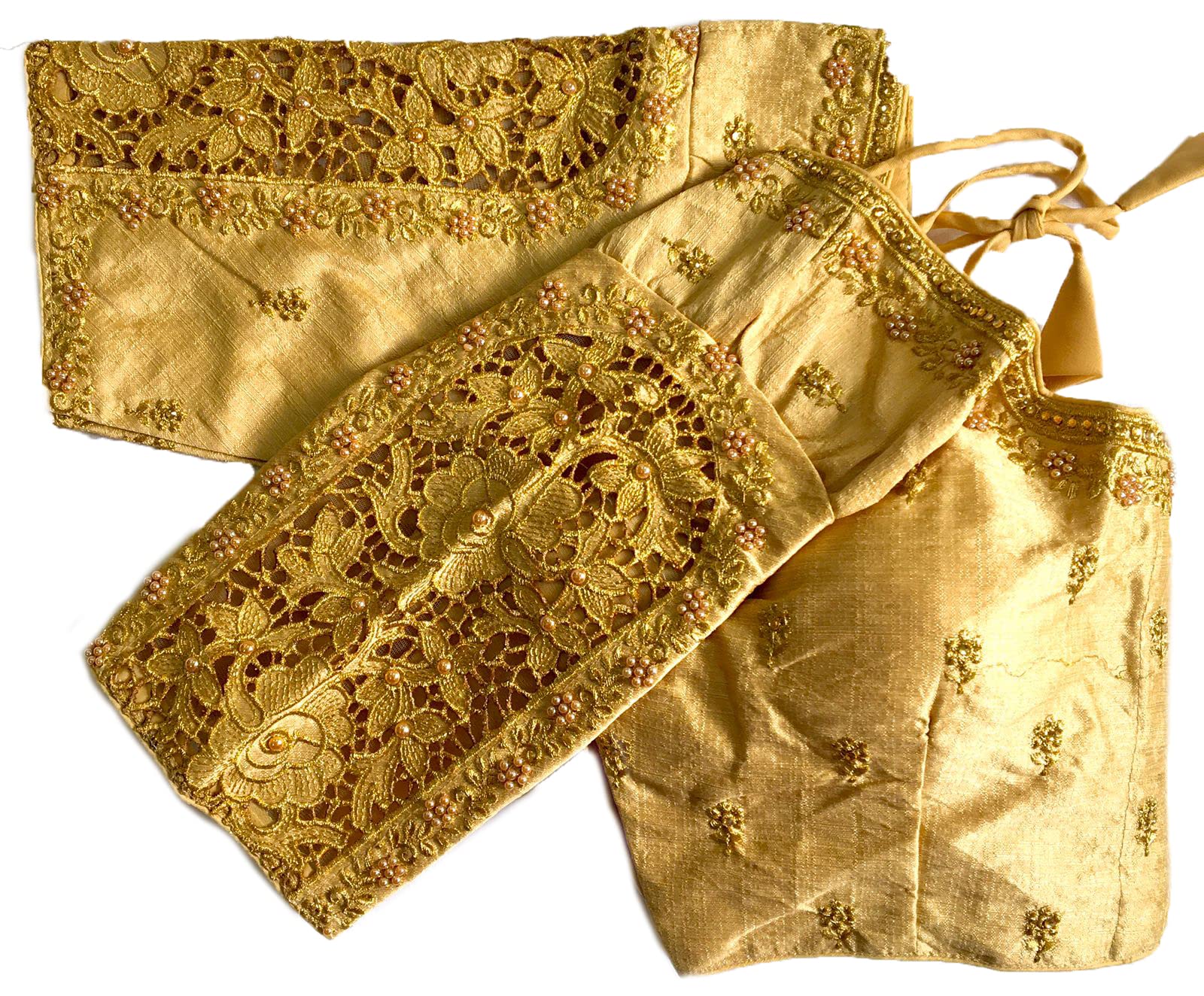 vihu fashion Women's Flower Embroidery Sleeves Cut Work Readymade Saree Blouse-picture-24