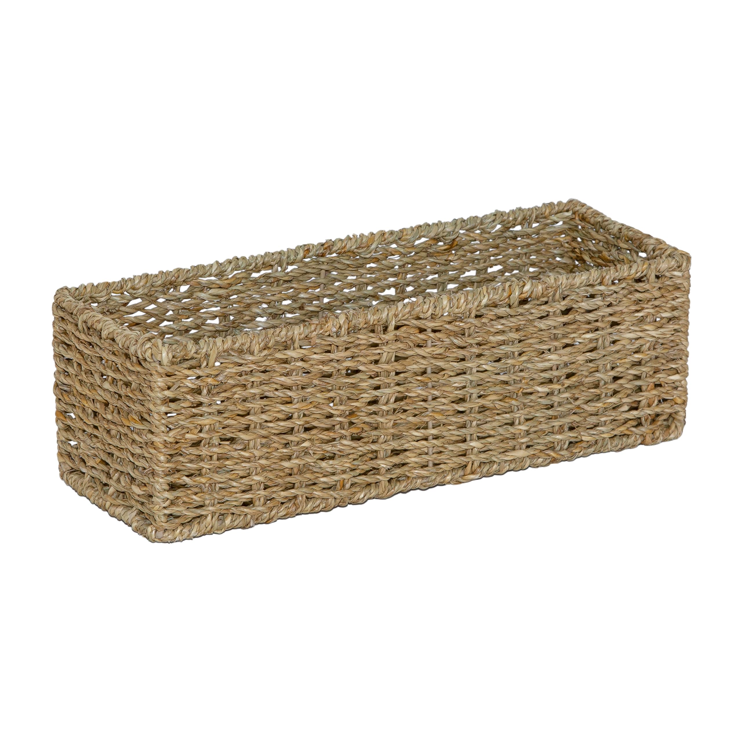 Narrow Space-save Wicker Storage Basket Bathroom Toilet Roll Basket Gift Hamper Bathroom Hallway Kitchen Storage Gift Basket (Seagrass) — image 1