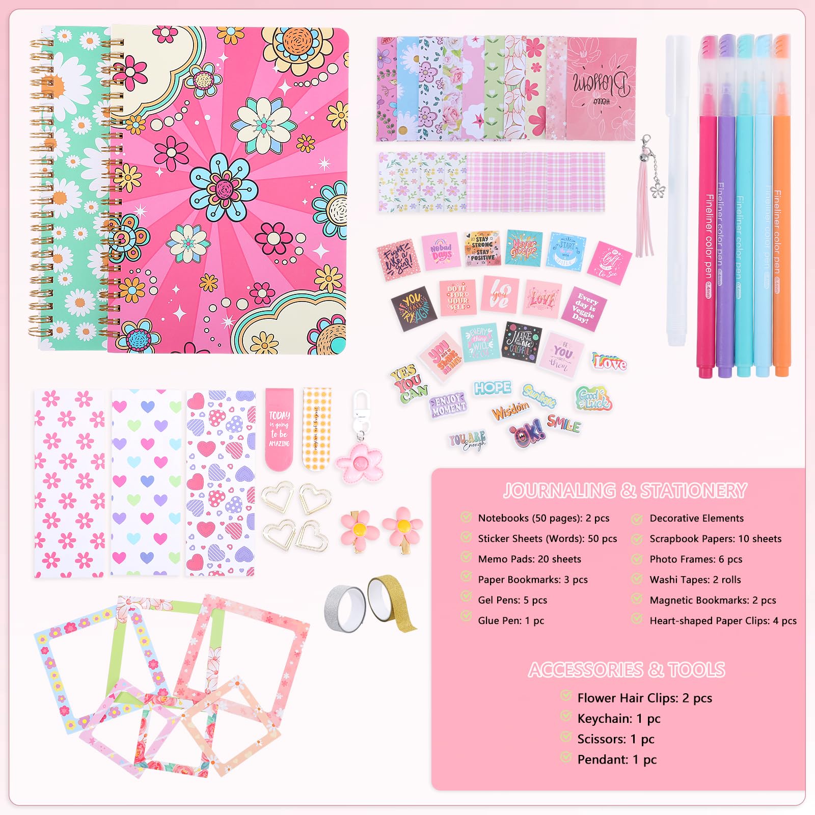 Yoosso 110Pcs Stationery Set, Gifts For 8 9 10 11 12 13 Year Old Girls Diary And Scrapbook Kit Teenage Girl Gifts Ages 8-14 - Image 2