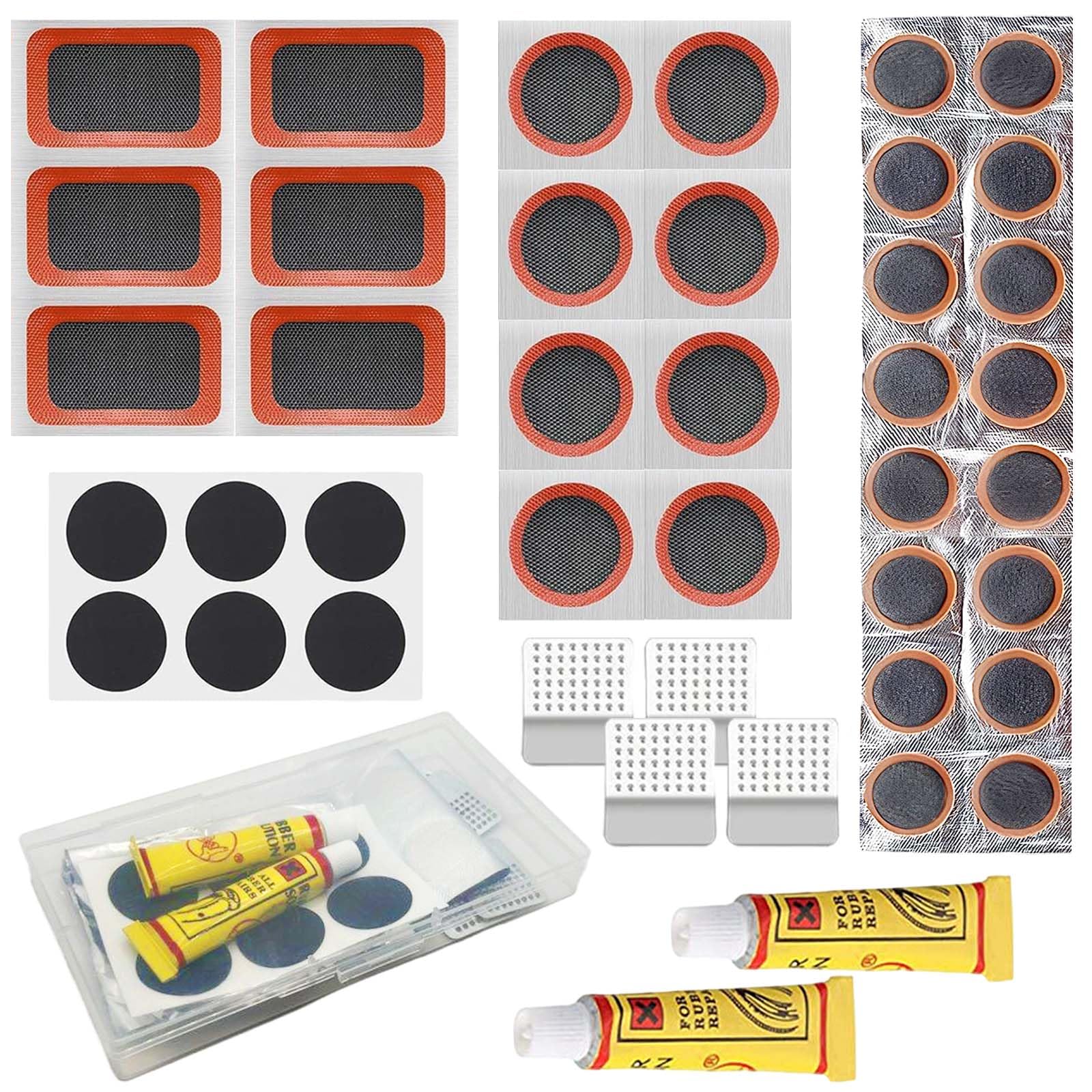 Bike Tire Repair Kit Bycicle Inner Tube Puncture Patch Kits Vulcanizing Patches Glueless Emergency Puncture Patches Tire Levers