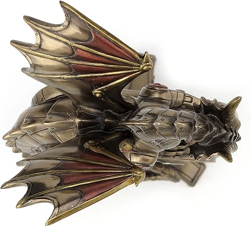 Miniatura 5 de Veronese Design Reloj de mesa Steampunk con acabado de bronce dragón con relojes móviles