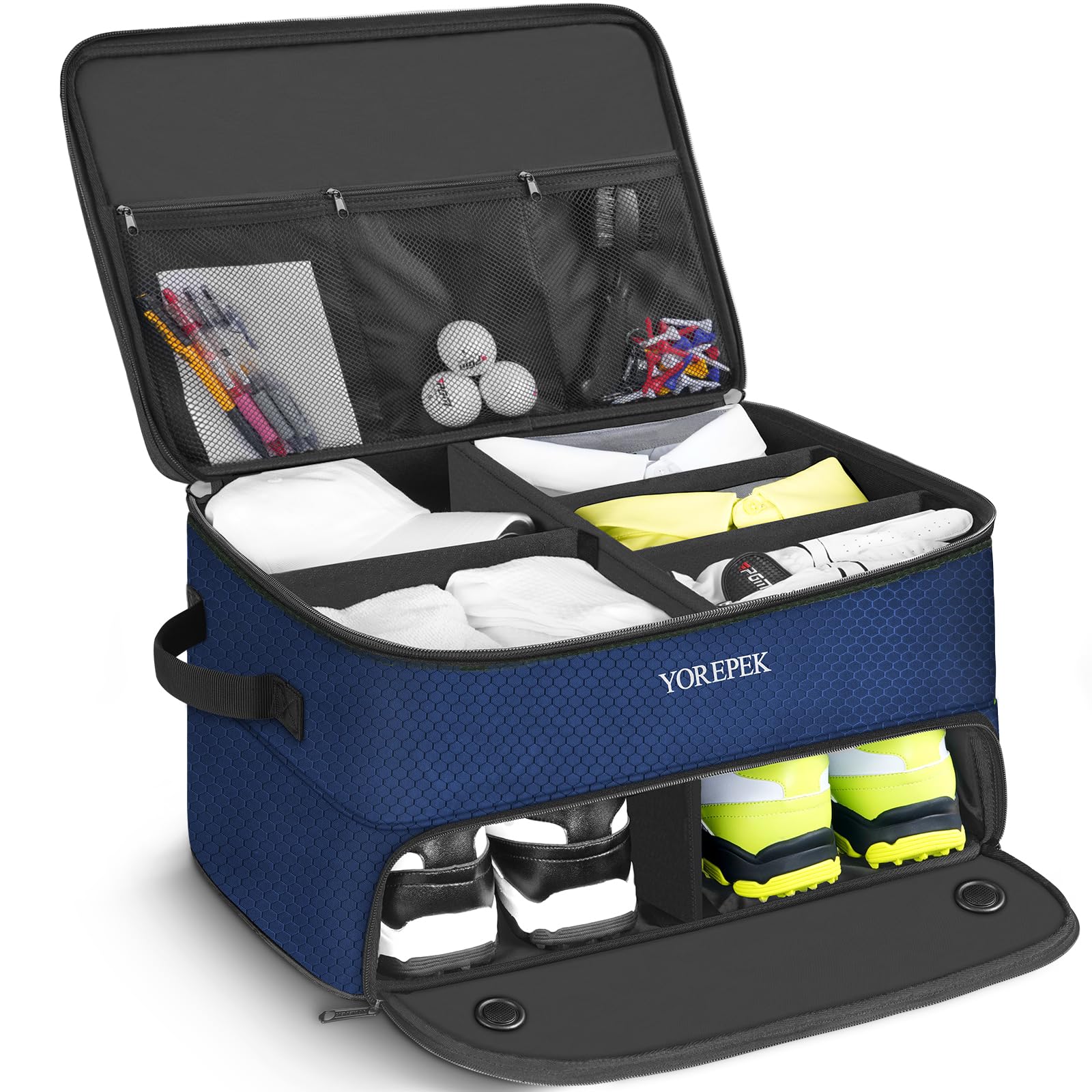 YOREPEK Golf Gifts for Men, 2 Layer Golf Trunk Organizer for 2 Pair Shoes